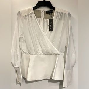 Garcia White Sheer & Leather Top. New with Tags On.